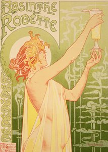 Jäljennös julisteesta, joka mainostaa "Robette Absinthea", 1896